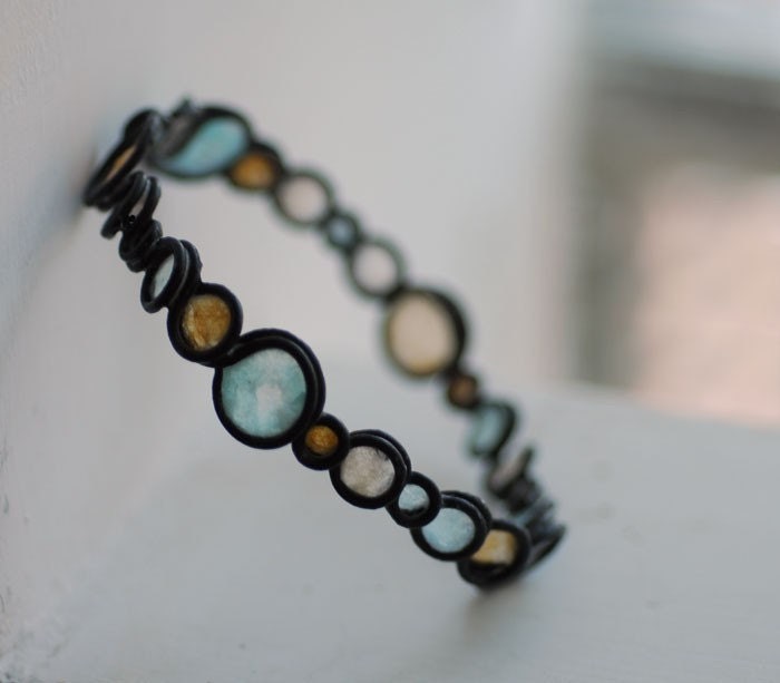 Surf and Sand Bubble Bangle in Blues and Tan....
