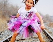 Punk Rock Princess Sewn Tutu and matching headband with flower clip sizes 2 through 5 speedy shipping