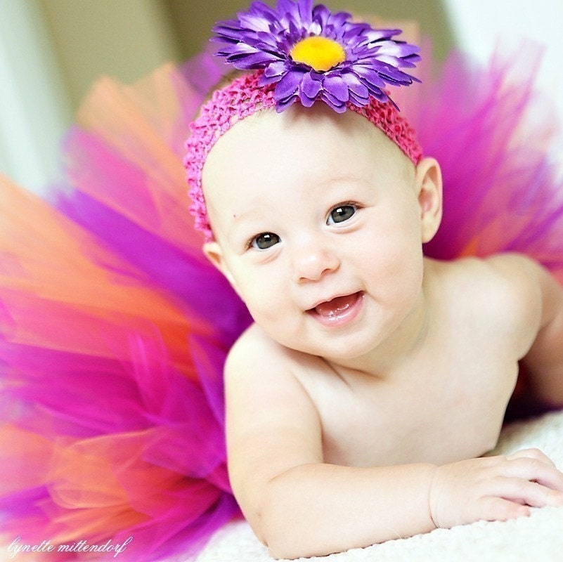 Baby Tutu and headband Sunset Sweetie Orange Purple tutu