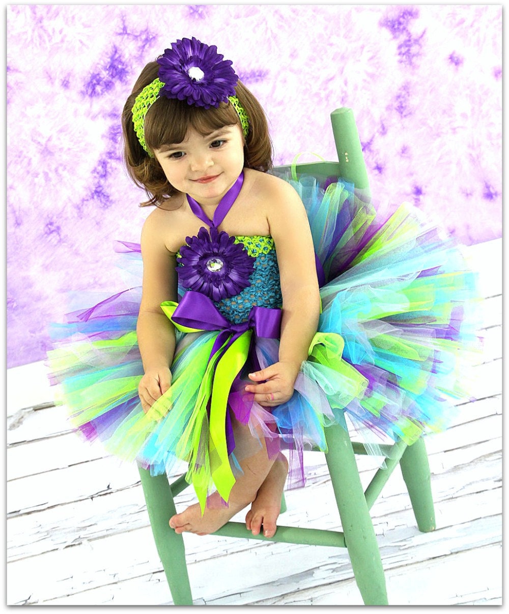 Ocean Dreams SEWN Tutu sizes 2 through 5 matching headband set included by Trinity's Tutus As seen on The View FAST shipping