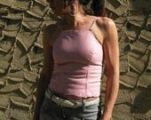 80's Fitted Leather Tank Top Baby Pink size Small 32-34 bust