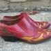 70's Cowboy Shoe Boots Size 8 wide Lizard Skin and Leather Red Green Gold Yellow FREE SHIPPING