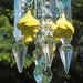 Jeweled Light Aqua and Yellow Antique Roses and Crystal Wind Chime
