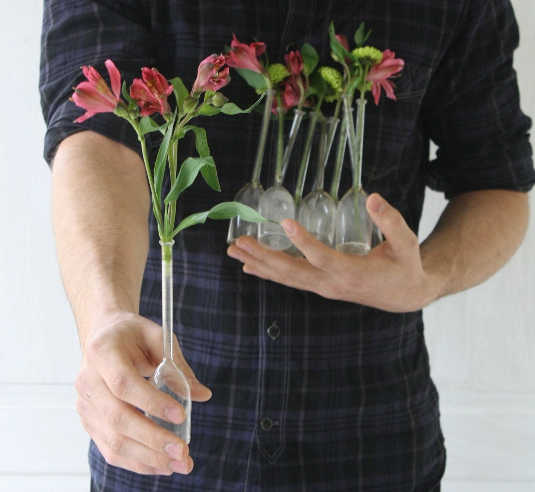 RESERVED FOR MICHELLE - 2 Vintage Lab Beaker Bud Vases