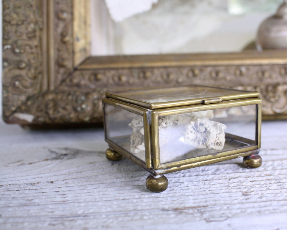 Little Footed Nautical Vintage Brass and Glass Display Case