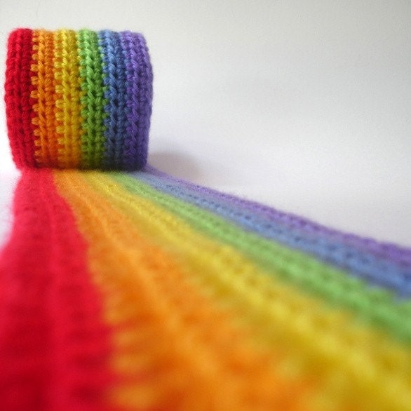 Bright extra long rainbow scarf