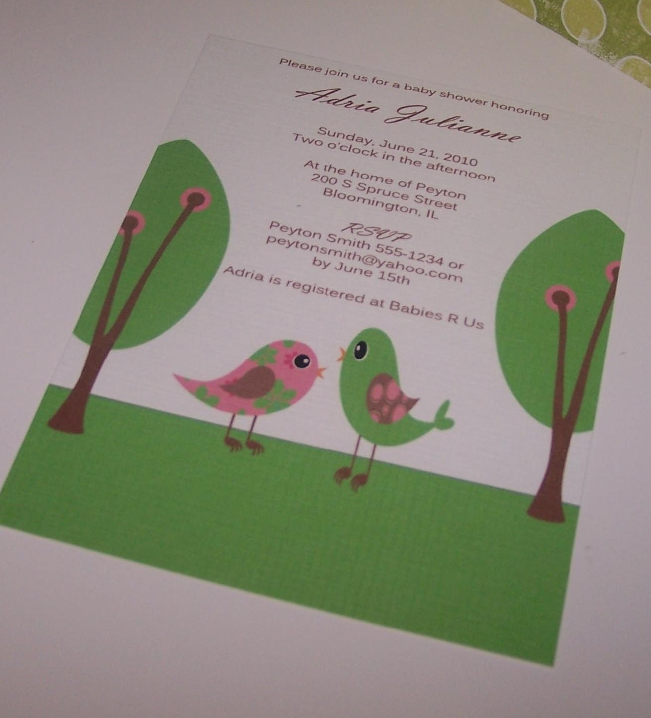 Baby shower invitation Birds in the Grass (set of 10) Il_170x135