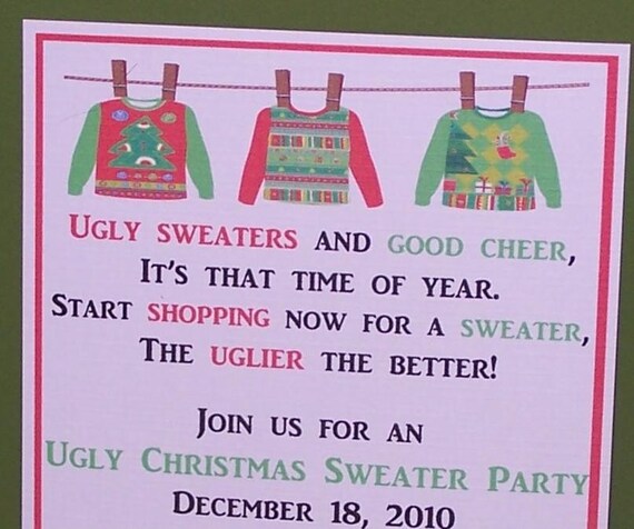 Invitations, Ugly Sweater party, Christmas (set of 10) Il_570xn