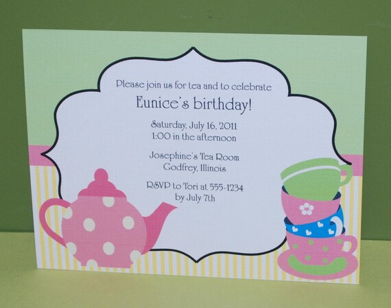 Time for Tea Birthday Invitations (set of 10) Il_570xn
