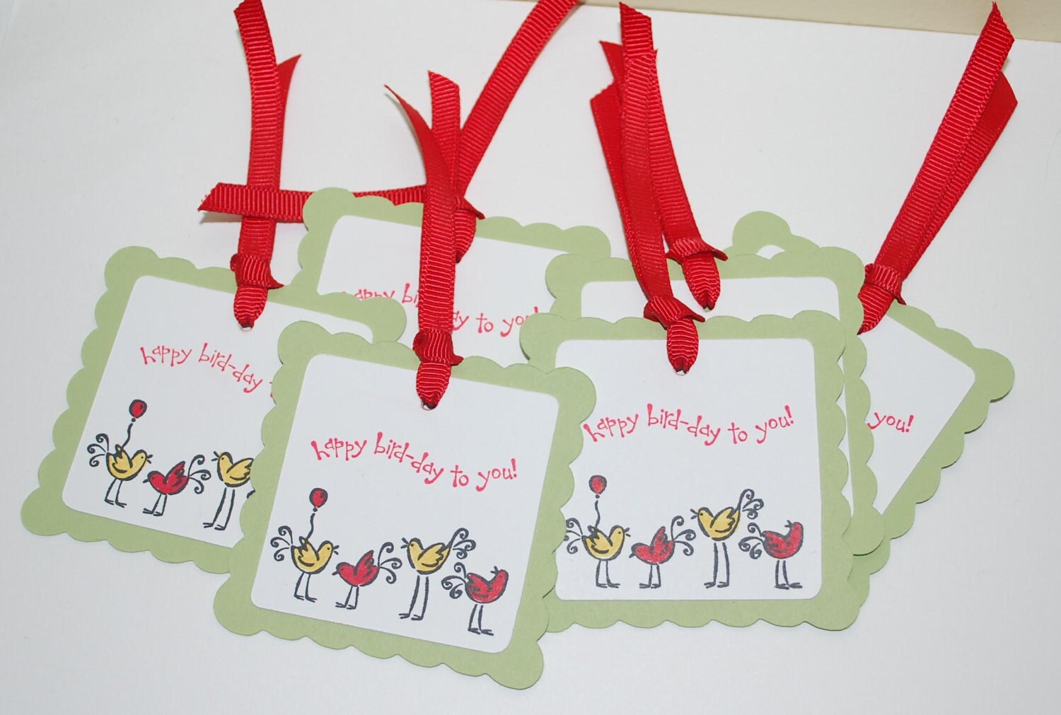 bird gift tags, happy birthday tags (set of 6) Il_570xn