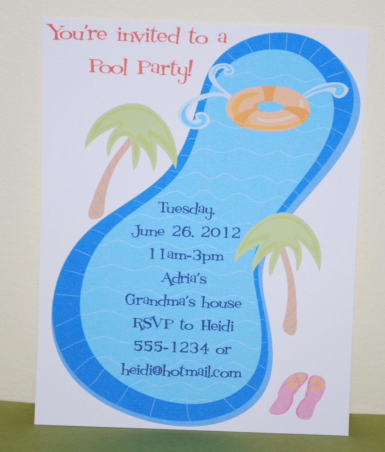 Pool party birthday invitations (set of 10) Il_570xn