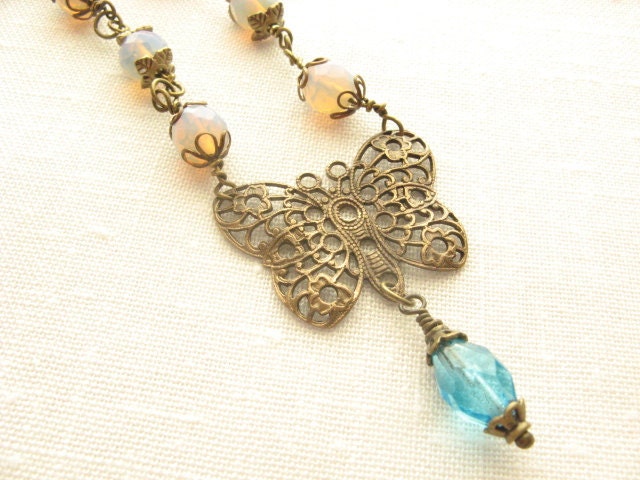 Filigree Brass Butterfly Necklace