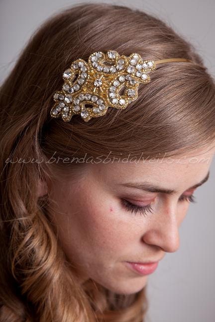 Gold Bridal Headband with Rhinestones, Swarovski Rhinestone Headband, Wedding Headband - Promise