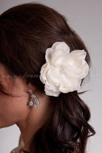 Silk Satin and Silk Organza Mix Bridal Flower with Crystal Rhinestone Centers, Wedding Flower - January