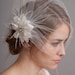 Bridal Birdcage Veil Set, Tulle Wedge Veil with Hand Cut Wild Rose Flower Fascinator, Wedding Veil Set