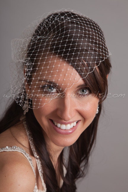 Bridal Veil, Wedge Birdcage Veil, Wedding Veil - White, Ivory, Diamond White, Champagne, Black and More Colors