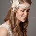 Bridal Headband, Ivory French Alencon Lace, Silk Hand Pressed Flower with Pearl n Rhinestone Sprays, Wedding Headband - Chamel