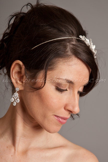 Wedding Headband, Lace Headband, Porcelain Flowers, Rhinestones, Bridal Headband - Odessa