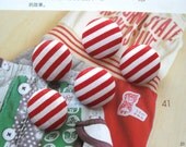 Handmade Fabric Buttons - Red White Nautical Candy Thick Stripes Handmade Fabric Buttons 0.8 / 1 / 1.1 Inch 5's