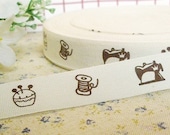 Pretty Sewing Machine Pin Cushion Thread Spool Design Cotton Ribbon Fabric Tape 1 Meter \/ 39 Inches