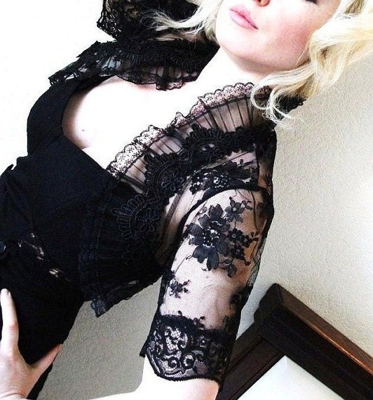 VENETIAN black lace bolero jacket wedding shrug gothic bolero goth lolita jacket victorian bolero black shrug
