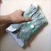 Nanami - ooak Clutch in White and Sea Green w Vintage Buttons