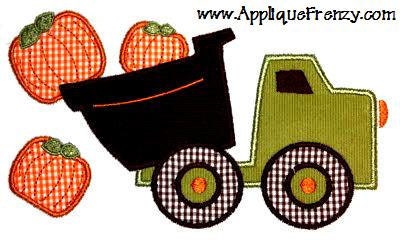 Pumpkin Dumptruck Fall machine embroidery applique design 149