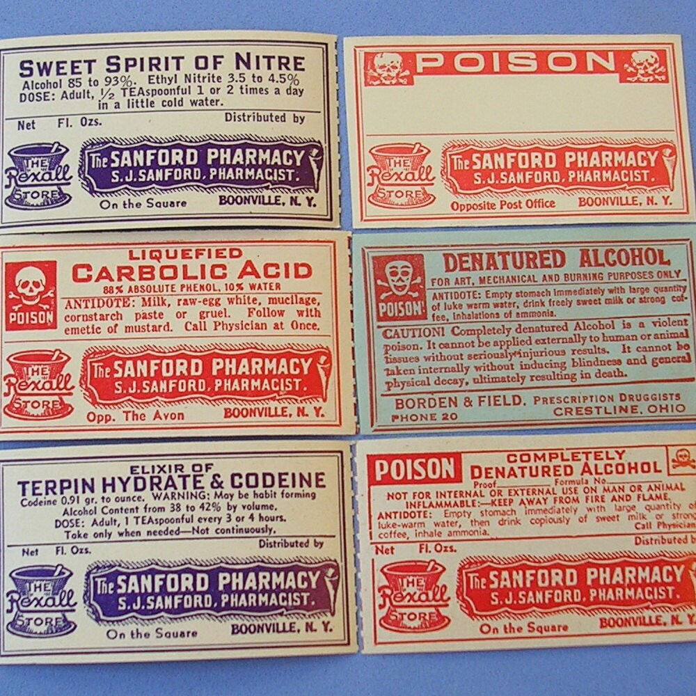 6 Antique Vintage Pharmacy Labels Medical Labels By Timepassages