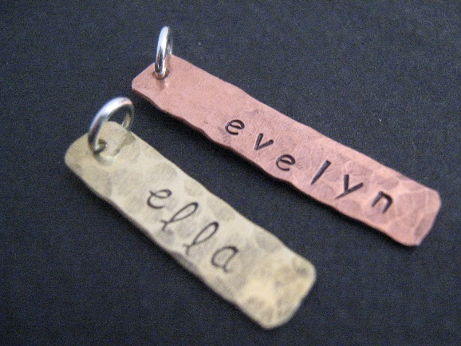 Hand Stamped Brass or Copper  Rectangle Tag