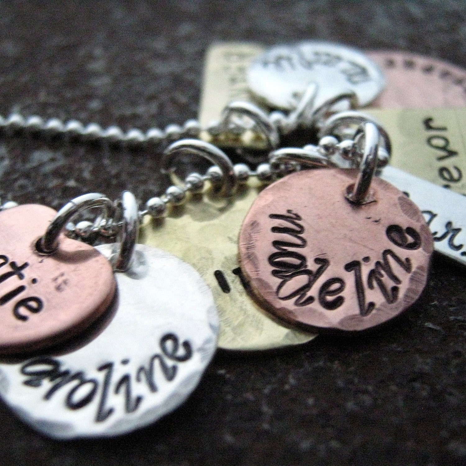 The Family Collection Necklace - handstamped necklace - mixed metal grandmothers necklace