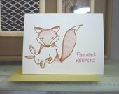 Valentine Card - Love Card - Fox and Rabbit - Finders Keepers - Gocco Love Card from PaperMichelle