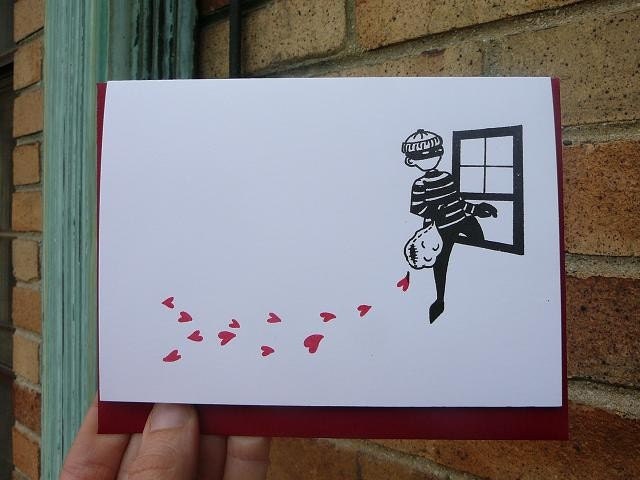 Thief of Hearts - Gocco Greeting Card