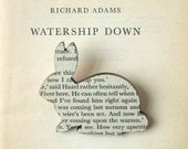 Watership Down - Rabbit brooch. Classic book brooches made with original pages.