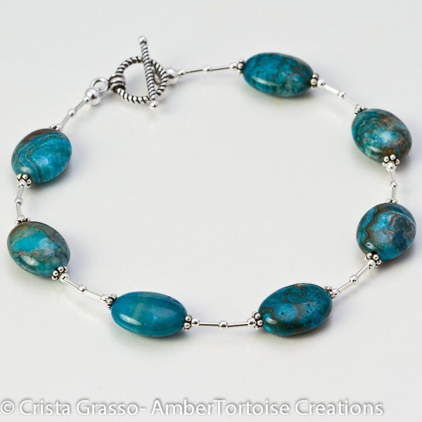 SALE Anklet- Sterling Silver and Blue Agate