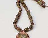 SALE Unakite Copper Pendant Necklace- Copper Elegance Collection