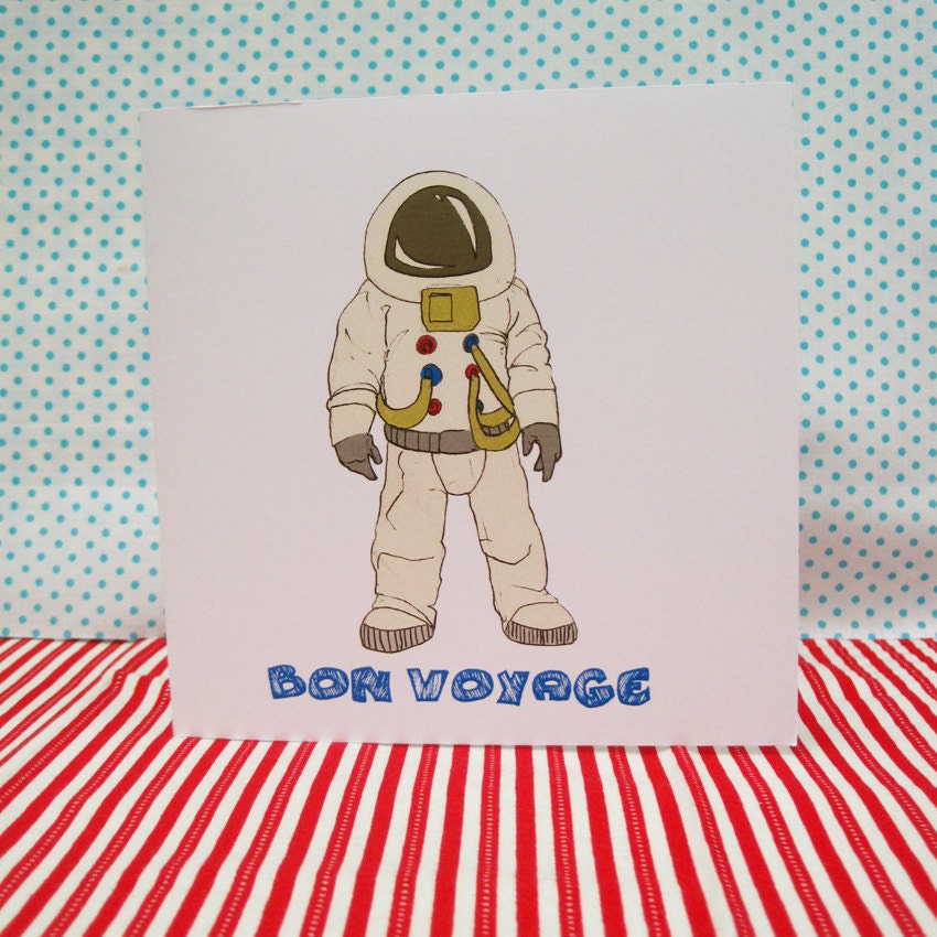 Astronaut Bon Voyage Printed Card 5 x5"