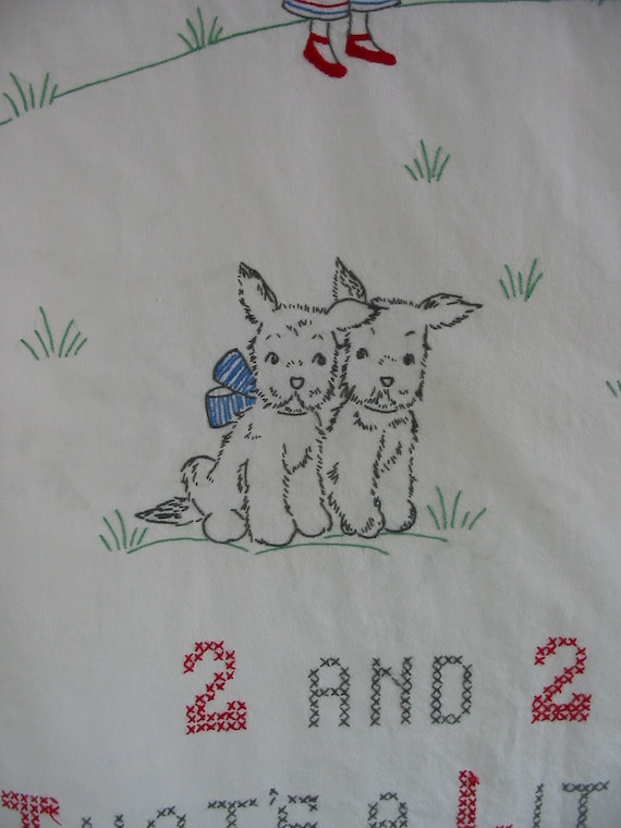 Baby Blanket Wall Art Bedding Crib SHeet Children Embroidered Dog Scottie Terrier Nursery Decor