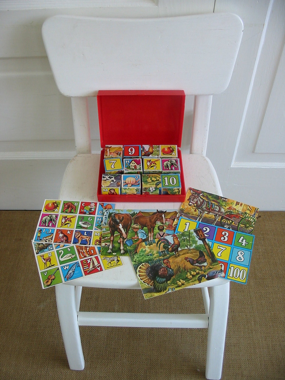 Children Blocks Alphabet A B C Nursery Decor Vintage West Germany