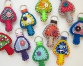 Wholesale Lot of 8 Felt Mushroom Keychains Eco Friendly