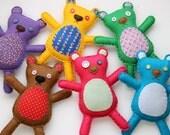 Wholesale Lot of 6 Felt Bear Plush Toys Softies Stuffed Animal Woodland