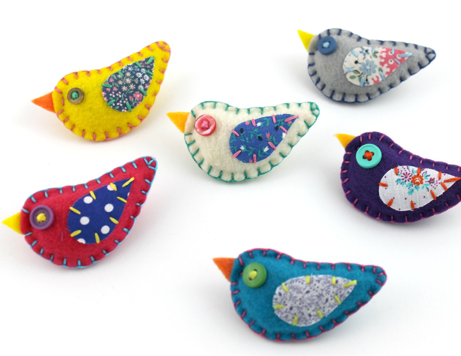 Wholesale Lot of 8 Eco Felt Bird Brooches Party Favors Eco Friendly