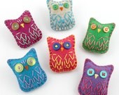 Wholesale Lot of 8 Eco Felt Owl Brooches Button Pin Party Favors Gifts Cute Embroidery