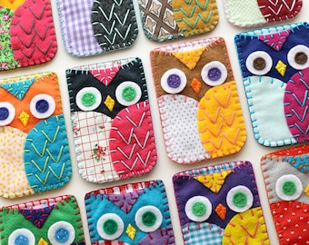 Custom Felt Owl Phone Case Cozy Iphone 5 Samsung Blackberry MADE TO ORDER