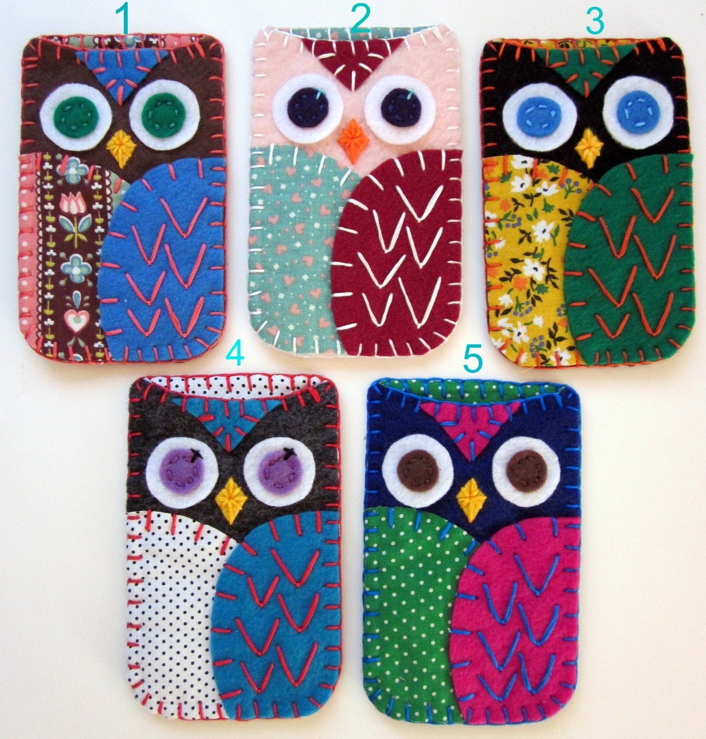 Your Choice Felt Owl Iphone 5 Samsung Case Cozy  MADE TO ORDER