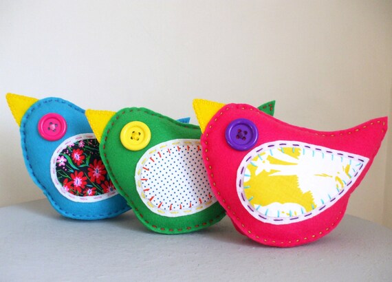 Wholesale Lot of 6 Felt Bird Plush Toys Softies Stuffed Animal Woodland