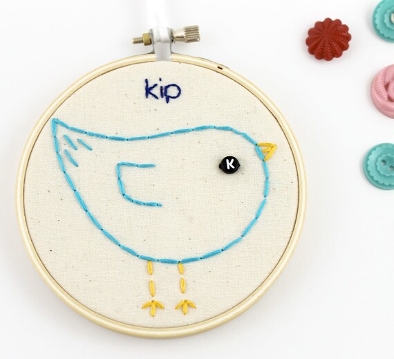 Personalized Monogram Bird Baby Name Embroidery Hoop Initial Baby Shower New Mother Gift Nursery Art
