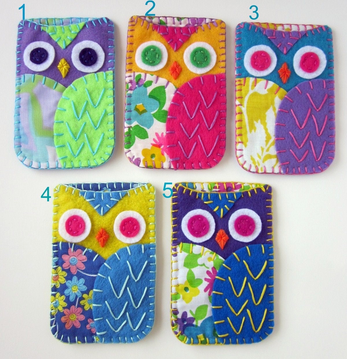 Your Choice Felt Owl Ipod Iphone Case Cozy Blackberry Camera Gadget MADE TO ORDER