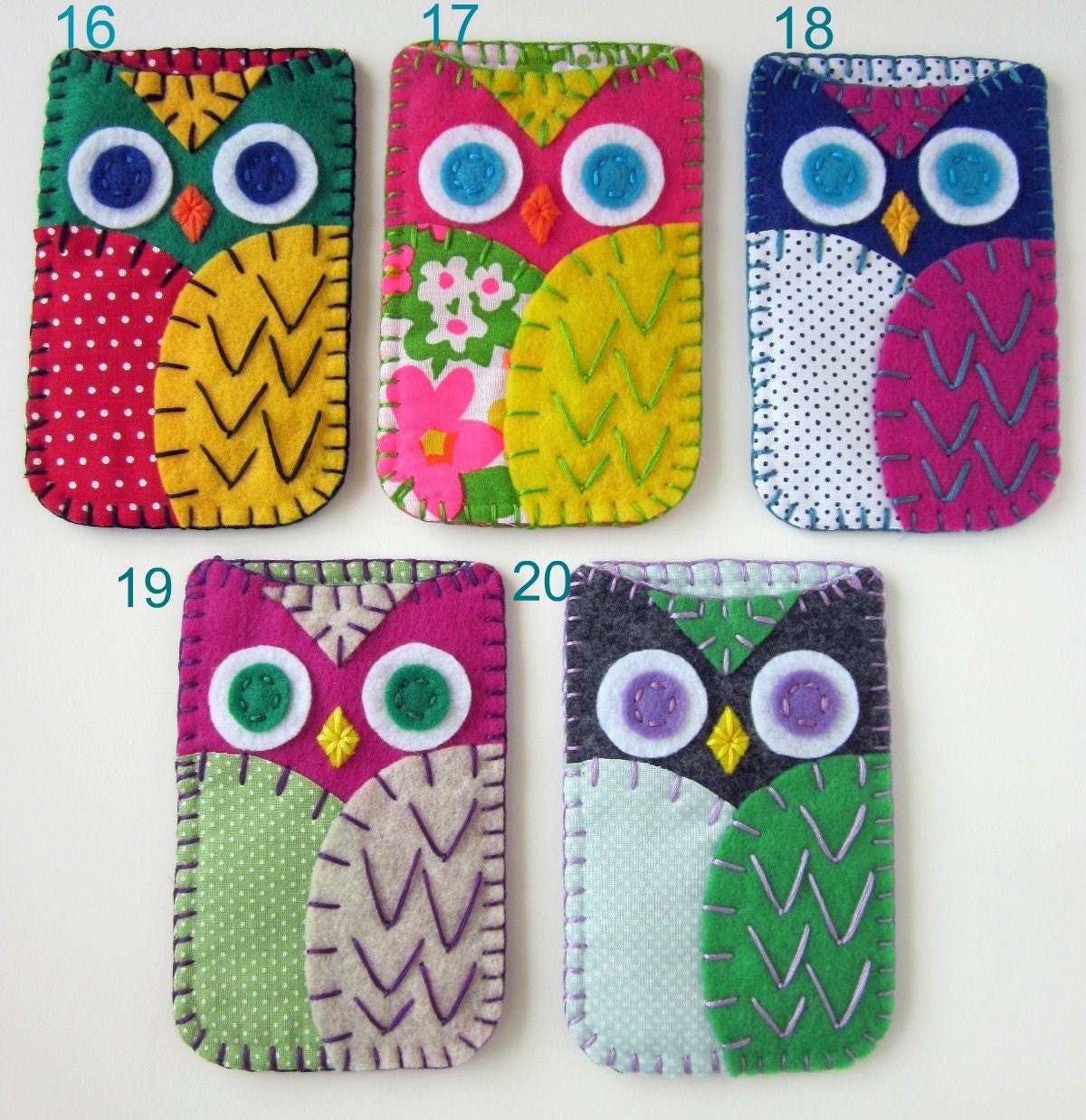 Your Choice Felt Owl Ipod Iphone Case Cozy Blackberry Camera Gadget MADE TO ORDER