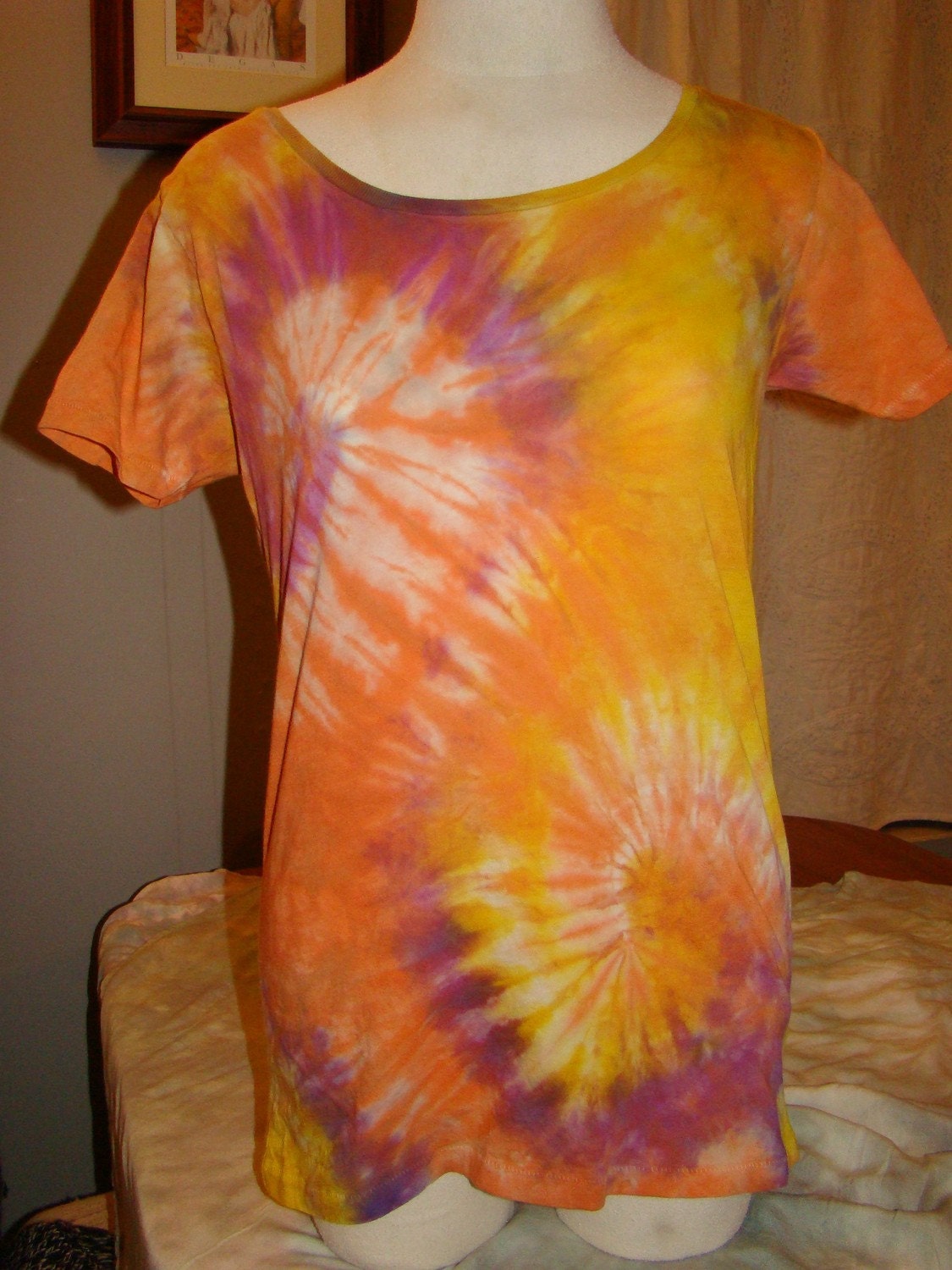 Alternative Apparel Earth Womens Tie Dyed X Large Scoop Neck Tunic Tie Dye T Shirt