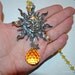 12" Long Authentic Swarovski Crystal Golden Sunny Sun 168 Facets 20mm Crystal Ball Pewter Suncatcher, Colorful Magical Dancing Rainbows